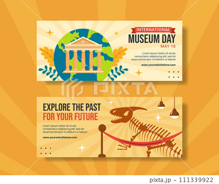 Museum Day Horizontal Banner Flat Cartoon Hand Drawn Templates Background Illustration Museum Day Horizontal Banner Flat Cartoon Hand Drawn Templates Background Illustration 111339922