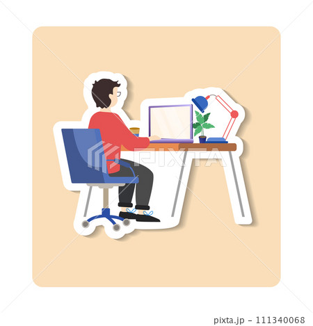 Work time sticker illustration. Time management concept planning, organization, working time. Time organization efficiency. Schedule job project team. Vector sticker illustration. Work time sticker illustration. Time management concept planning, organization, working time. Time organization efficiency. Schedule job project team. Vector sticker illustration. 111340068