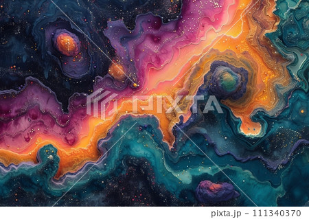 惑星の海のインク流: 色と形のシンフォニー AI画像 36 111340370