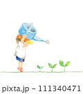 新芽に水をかける男の子 111340471