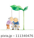 大きな葉、おじいさんとおばあさん 111340476