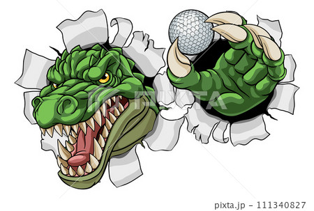 Crocodile Dinosaur Alligator Golf Sports Mascot Crocodile Dinosaur Alligator Golf Sports Mascot 111340827