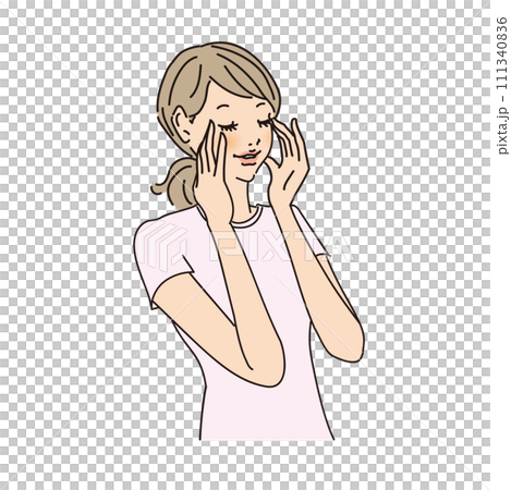 Healthy upper body of a woman with her hair tied back 111340836