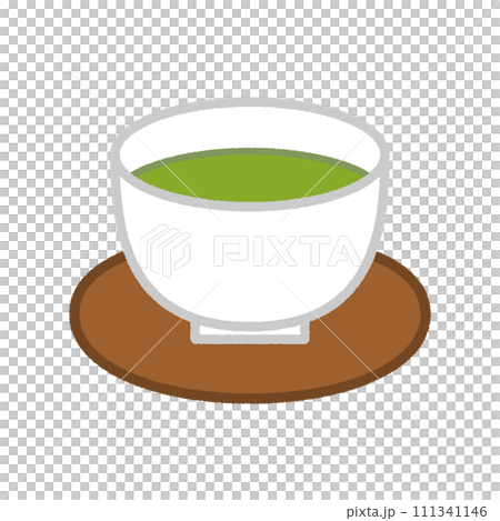 お茶の手書き風シンプルイラスト 日本茶 緑茶 茶托 111341146