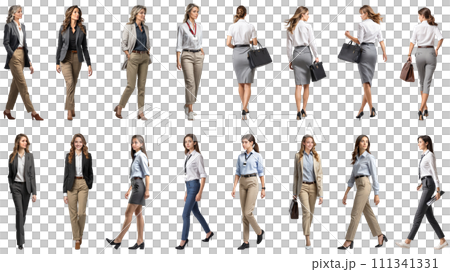 オフィスで働く女性の切抜き素材集1(背景透過) オフィスで働く女性の切抜き素材集1(背景透過) 111341331