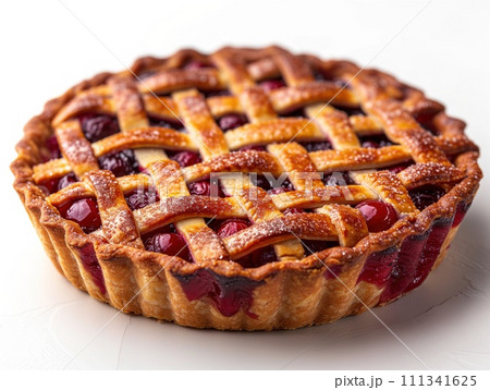 cherry pie on white background cherry pie on white background 111341625