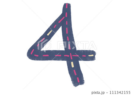 4 かわいい数字の手書きイラスト 4 かわいい数字の手書きイラスト 111342155