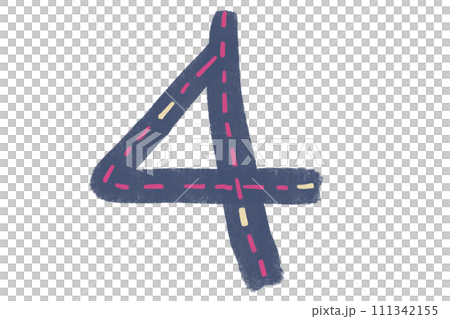 4 かわいい数字の手書きイラスト 4 かわいい数字の手書きイラスト 111342155