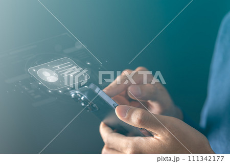 Businessman and Digital ID profile Card for Modern Business Authentication and Digital Security Privacy concept 111342177