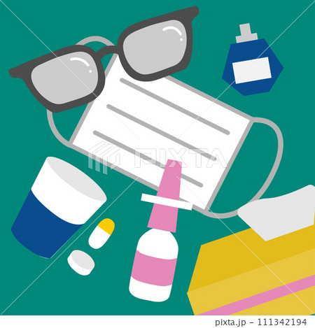 花粉症対策グッズのイラスト 花粉症対策グッズのイラスト 111342194