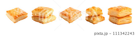 Cheese puff pastry vector set isolated on white background 111342243