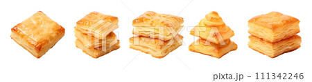 Cheese puff pastry vector set isolated on white background 111342246