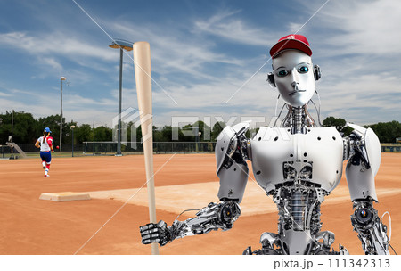 野球をするロボット　ロボット　野球　Robot play Baseball 111342313