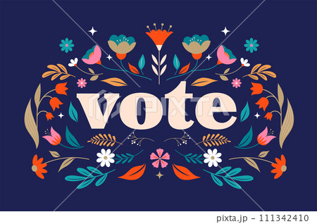 Modern Floral Election campaign concept design. Vote, election social media and print design with Modern Floral Election campaign concept design. Vote, election social media and print design with 111342410
