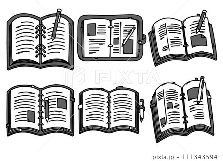 Notebook Doodle vector icon set. Drawing sketch illustration hand drawn line eps10 Notebook Doodle vector icon set. Drawing sketch illustration hand drawn line eps10 111343594