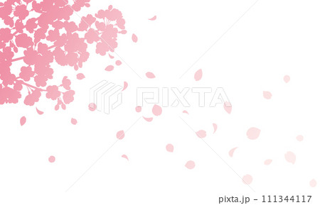 花びら散る桜のグラデーションシルエット背景のイラスト(ピンク) 花びら散る桜のグラデーションシルエット背景のイラスト(ピンク) 111344117