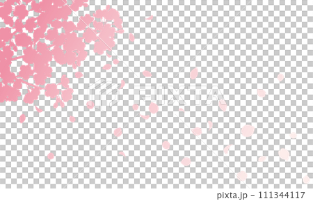 花びら散る桜のグラデーションシルエット背景のイラスト(ピンク) 花びら散る桜のグラデーションシルエット背景のイラスト(ピンク) 111344117