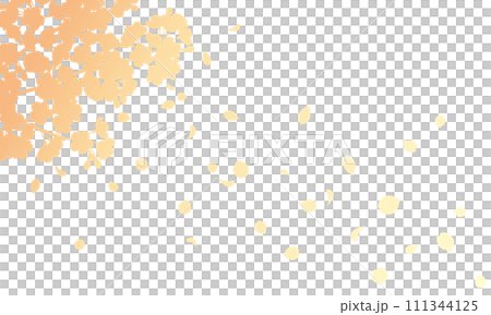 花びら散る桜のグラデーションシルエット背景のイラスト（オレンジ） 111344125