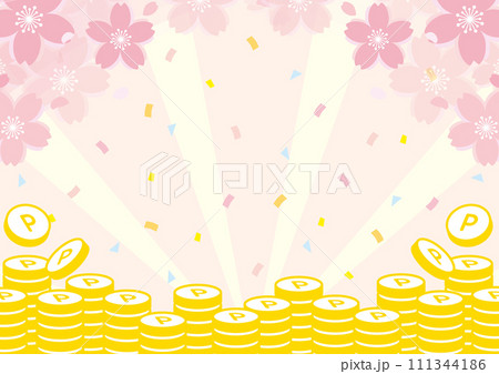 桜のかわいいポイントコイン背景 春 ピンク サイズ比率3:4 桜のかわいいポイントコイン背景 春 ピンク サイズ比率3:4 111344186