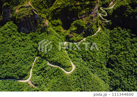 Serpentine road in canyons. Santa Catarina, Brazil. Aerial view 111344600