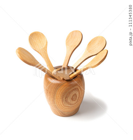 Wooden Spoon Isolated, New Wood Spoons, Small Ladle, Vintage Kitchen Accessory, Retro Wooden Spoons 111345380