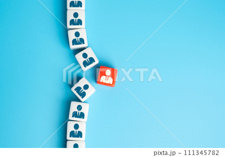 Fire the employee. End of an employment relationship by issues, policy violations, or organizational restructuring. Realm of workplace dynamics 111345782