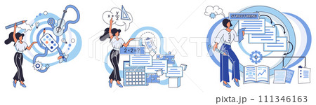 Process optimization vector illustration. Intelligent solutions contribute to overall success process optimization Operating methods must be continually refined for sustained efficiency 111346163