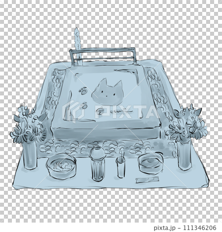 Illustration of a cat grave Illustration of a cat grave 111346206