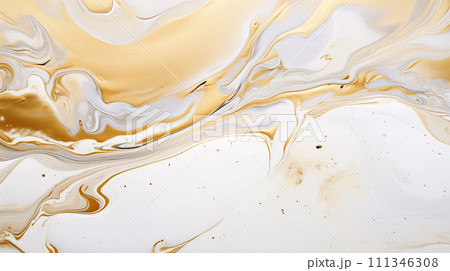 Abstract white gold marble texture background design, Hi gloss texture of marble stone AI-generated 111346308