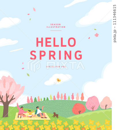Spring template with beautiful flower. Vector illustration 111346615