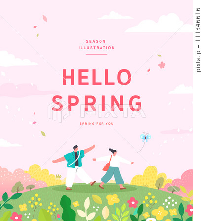 Spring template with beautiful flower. Vector illustration 111346616