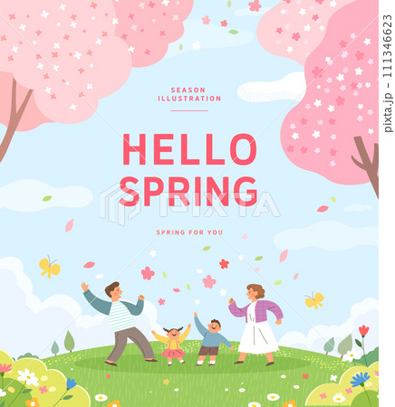 Spring template with beautiful flower. Vector illustration 111346623