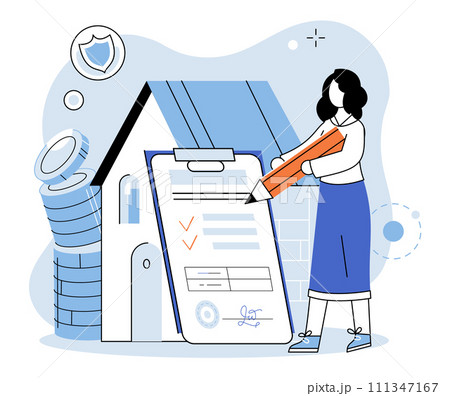 Insurance claim form vector illustration. Documenting safety, insurance claim form is lighthouse guiding ships through financial storms An insurance claim form is financial map, charting course 111347167