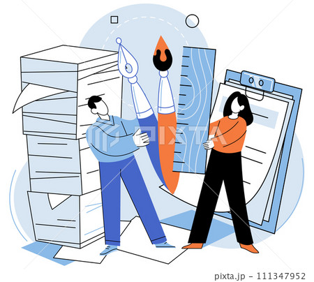 Paperwork. Vector illustration. There is heavy workload includes handling lot paperwork The deadline for task is approaching quickly The individual is always busy with paperwork and other job 111347952
