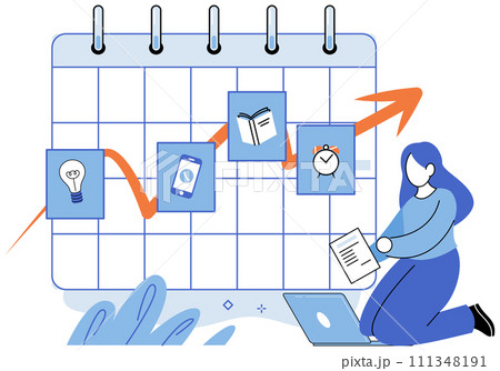 Time management. Vector illustration. The success any organization depends on effective time management Time management skills are essential for meeting deadlines Effective time management leads Time management. Vector illustration. The success any organization depends on effective time management Time management skills are essential for meeting deadlines Effective time management leads 111348191