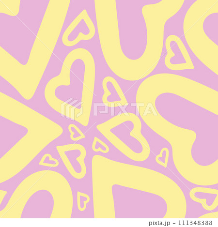 Hand Drawn Seamless Patterns with Hearts in Doodle Style. Hand Drawn Seamless Patterns with Hearts in Doodle Style. 111348388
