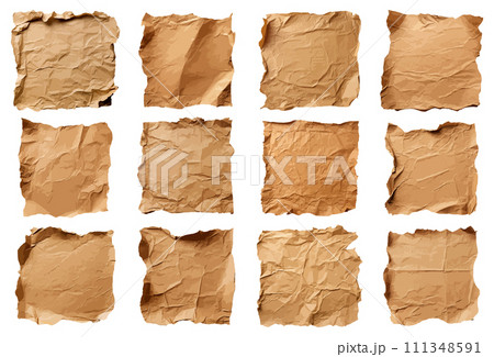 Crumpled ripped paper vector set isolated on white background 111348591
