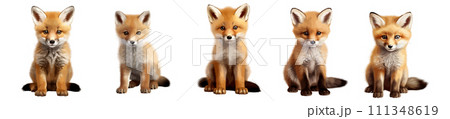 Cute baby fox vector set isolated on white background Cute baby fox vector set isolated on white background 111348619