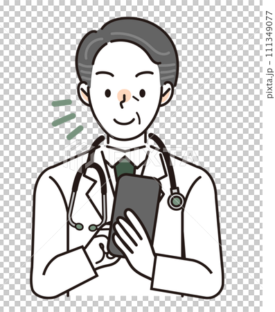 Male doctor checking smartphone 111349077
