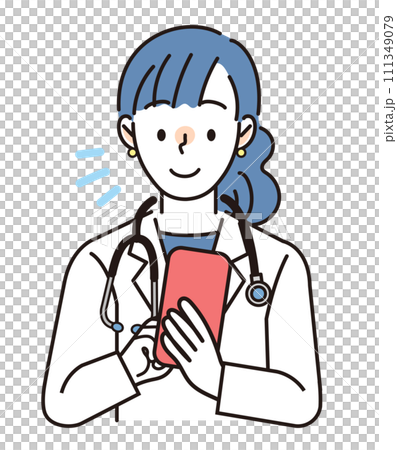檢查智能手機的女醫生 111349079