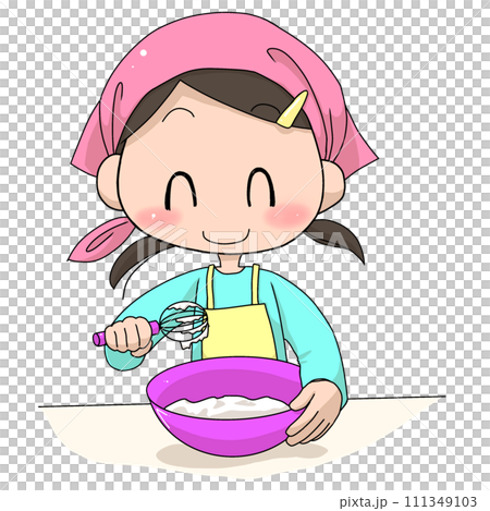 girl cooking with a whisk girl cooking with a whisk 111349103