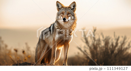 Photorealistic image of a coyote. Coyote sees you 111349127