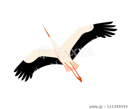 White stork vector illustration captures flight with simplistic flat design 111349593