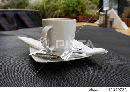 Fresh Black Coffee in Outdoor Cafe, Coffee Cup in Coffeeshop City, Black Coffee on Restaurant Table Fresh Black Coffee in Outdoor Cafe, Coffee Cup in Coffeeshop City, Black Coffee on Restaurant Table 111349725
