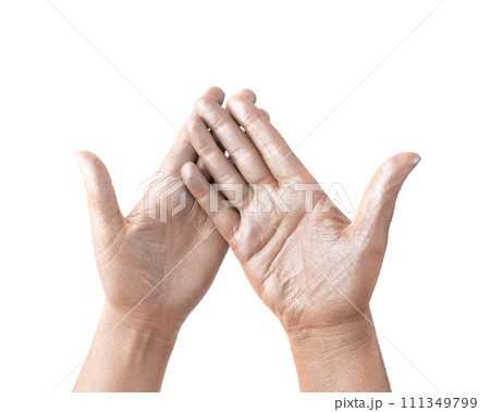Glitter Hands Isolated, Shiny Skin, Body Metallic Paint, Painted Woman Palms, Creative Concept Magic Art 111349799