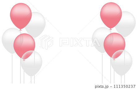 Festive banner with pink confetti and balloons Festive banner with pink confetti and balloons 111350237