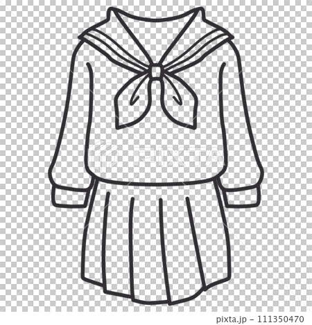 A simply deformed hand-drawn line drawing of a sailor suit A simply deformed hand-drawn line drawing of a sailor suit 111350470