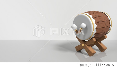 Mosque drum for ramadan. Bedug drum 3d ramadan icon. 3D rendering drum with sticks. Islamic bedug drum cartoon style Mosque drum for ramadan. Bedug drum 3d ramadan icon. 3D rendering drum with sticks. Islamic bedug drum cartoon style 111350815