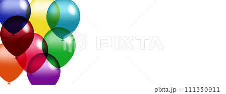 Festive banner with colorful balloons and confetti 111350911