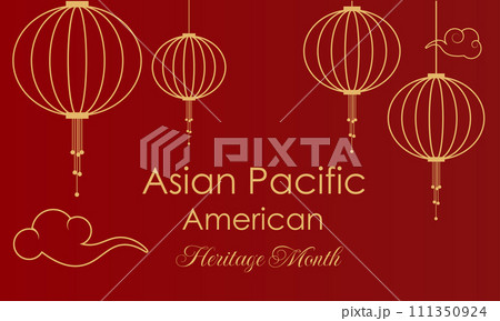May Asian American and Pacific Islander Heritage Month. Illustration with text, Chinese pattern. May Asian American and Pacific Islander Heritage Month. Illustration with text, Chinese pattern. 111350924
